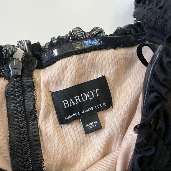 Bardot Ruched Mini Dress Long Sleeve XS - Picture 5 of 10